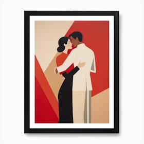 'The Dance' Abstract red and beige Art Poster