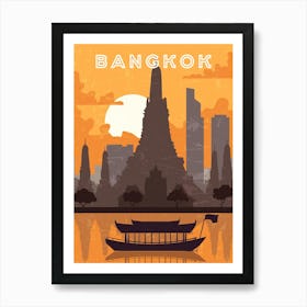 Bangkok, Thailand — Retro travel minimalist poster Art Print