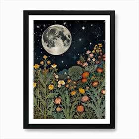 Moonlight In The Meadow Style William Morris 2 Art Print 2 Art Print