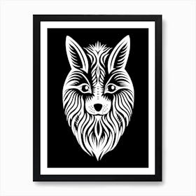 Linocut Fox Pattern 6 Art Print