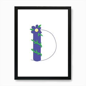 Living Room Floral Letters Purple 04 Art Print