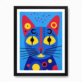 Cat On A Blue Background Art Print