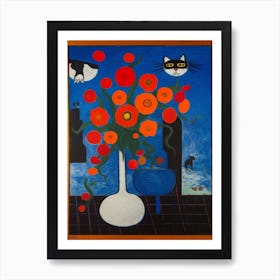 Lilies With A Cat 4 Surreal Joan Miro Style  Poster