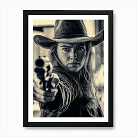 Woman Holding A Gun Art Print