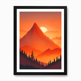 Misty Mountains Vertical Composition In Orange Tone 378 Art Print