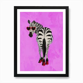 Zebra In Heels & Love heart glasses Art Print