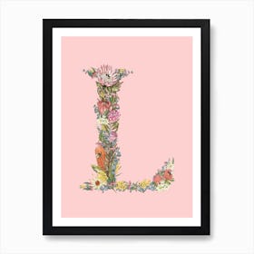 L Pink Alphabet Letter Art Print