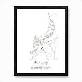 Bunbury,Australia Minimalist Map Art Print