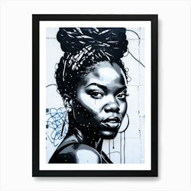 Graffiti Mural Of Beautiful Black Woman 16 Art Print