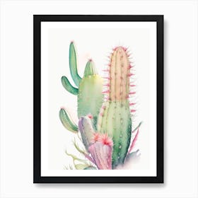 Ladyfinger Cactus Pastel Watercolour Art Print