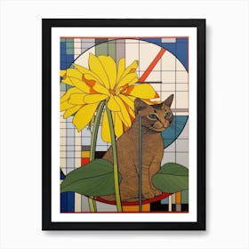 Sunflower With A Cat 1 Abstract Expressionist Poster