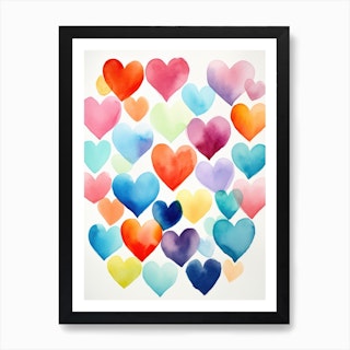 Heart Print, Heart Shape, Heart Watercolor, Heart Painting, Heart Art, Love  Poster, Heart Decor, Watercolour Art, Wall Art, Valentines Day 