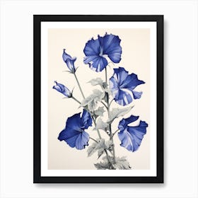 Blue Botanical Canterbury Bells 3 Art Print