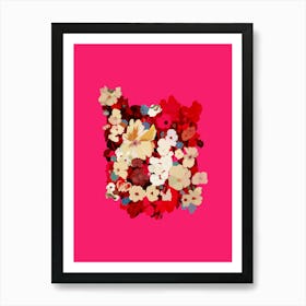 Flowers On A Pink Background "Floral Symphony" Art Print