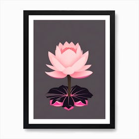 A Pink Lotus In Minimalist Style Vertical Composition 93 Art Print