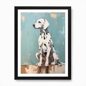 Dalmatian Dog, Painting In Light Teal And Brown 0 Art Print