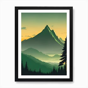 Misty Mountains Vertical Composition In Green Tone 192 Art Print