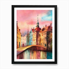 Watercolor Of A City Art Print