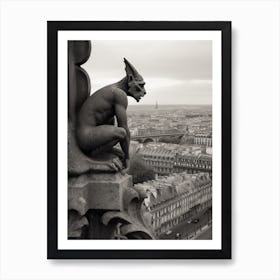 Gargoyle In Paris B&W 4 Art Print