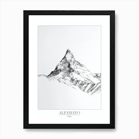 Alpamayo Peru Line Drawing 3 Poster Art Print