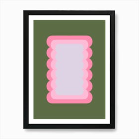 Retro Wavy Shape Green And Pink Art Print