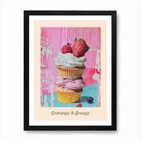 Cupcakes & Smiles Retro Poster 4 Art Print