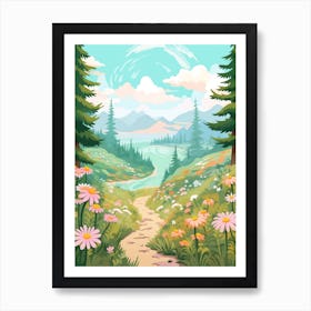 Pacific Northwest Trail Usa 2 Hike Illustration Art Print