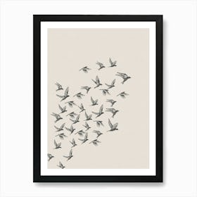 Neutral Bird Flock Art Print