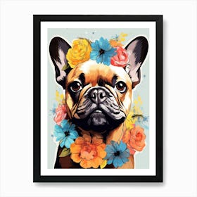 French Bulldog Portrait With A Flower Crown, Matisse Painting Style 4 Art Print
