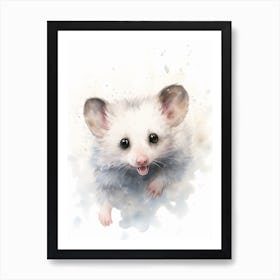 Light Watercolor Painting Of A Acrobatic Possum 3 Art Print