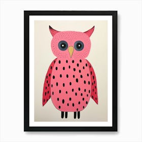 Pink Polka Dot Owl 4 Art Print