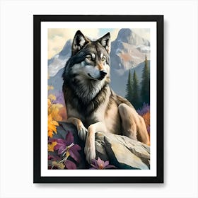 Wolf In Autumn Art Print