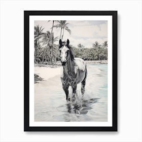 A Horse Oil Painting In Tulum Beach, Mexico, Portrait 4 Art Print