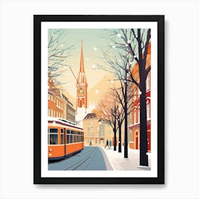 Vintage Winter Travel Illustration Munich Germany 4 Art Print