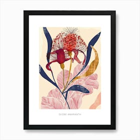 Colourful Flower Illustration Poster Globe Amaranth 3 Art Print
