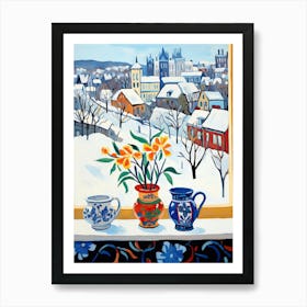 The Windowsill Of Quebec City   Canada Snow Inspired By Matisse 1 Poster