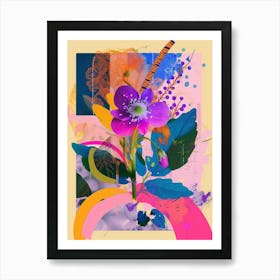 Forget Me Not 1 Neon Flower Collage Art Print
