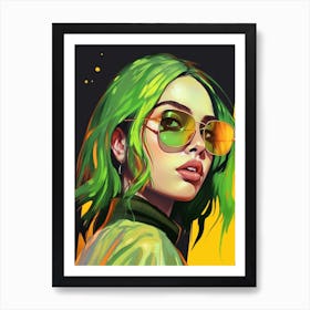 Billie Eilish Green Portrait 6 Art Print