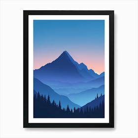 Misty Mountains Vertical Composition In Blue Tone 195 Art Print