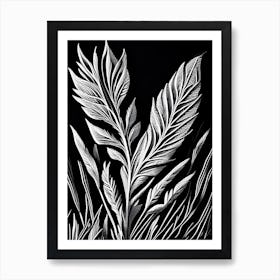 Wheat Leaf Linocut 1 Art Print