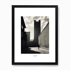 Poster Of Lleida, Spain, Black And White Analogue Photography 1 Art Print