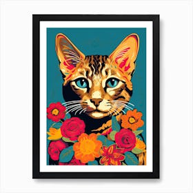 Egyptian Cat With A Flower Crown Painting Matisse Style 3 Art Print