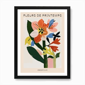 Spring Floral French Poster  Amaryllis 4 Art Print