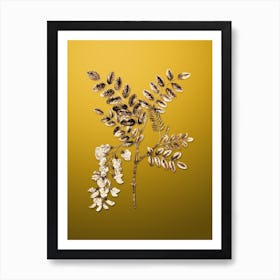 Gold Botanical Black Locust on Mango Yellow n.2855 Art Print