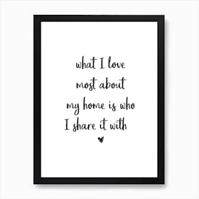 What I Love Most About My Home Art Print