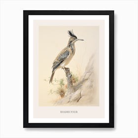 Vintage Bird Drawing Roadrunner 1 Poster Art Print