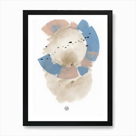 Murmuration 2 - minimal abstract birds flock beige blue Art Print