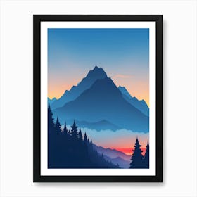 Misty Mountains Vertical Composition In Blue Tone 182 Art Print