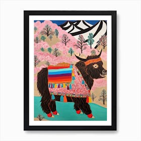 Maximalist Animal Painting Yak 1 Art Print