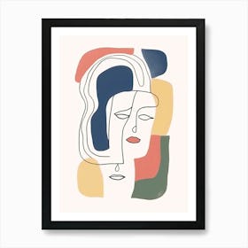 Face Line Art Abstract 3 Art Print